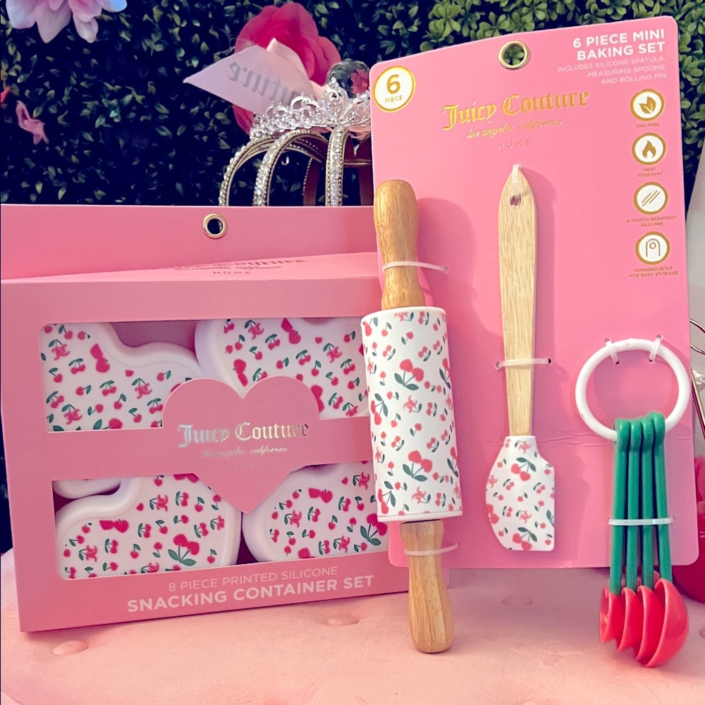 🩷🍒Juicy Couture Pink heart cherries kitchen set